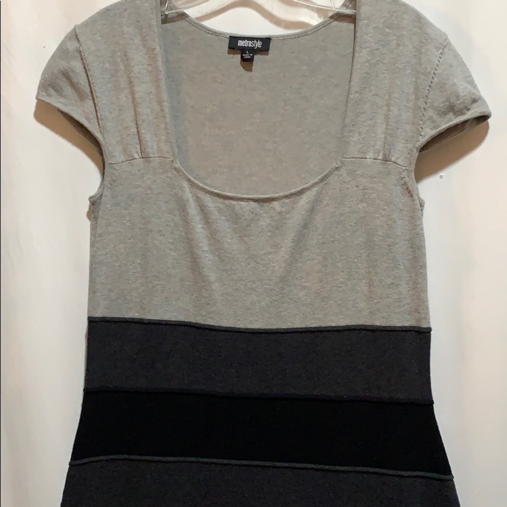 METRO STYLE pencil dress blk/grays SZ L